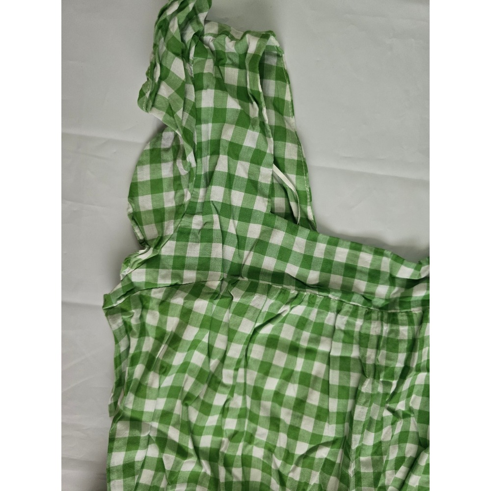 Draper James RSVP Green Gingham Tiered Midi Dress Cotton Ruffle Strap Size M - Picture 8 of 16